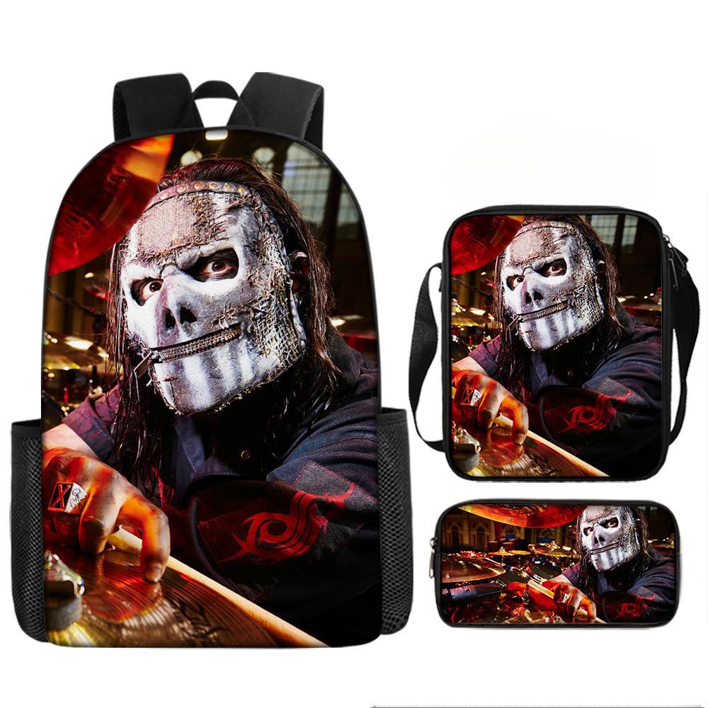 Set Zaino a 3 Pezzi Borsa a Tracolla Astuccio Slipknot Tessuto Oxford Per Materiale Scolastico