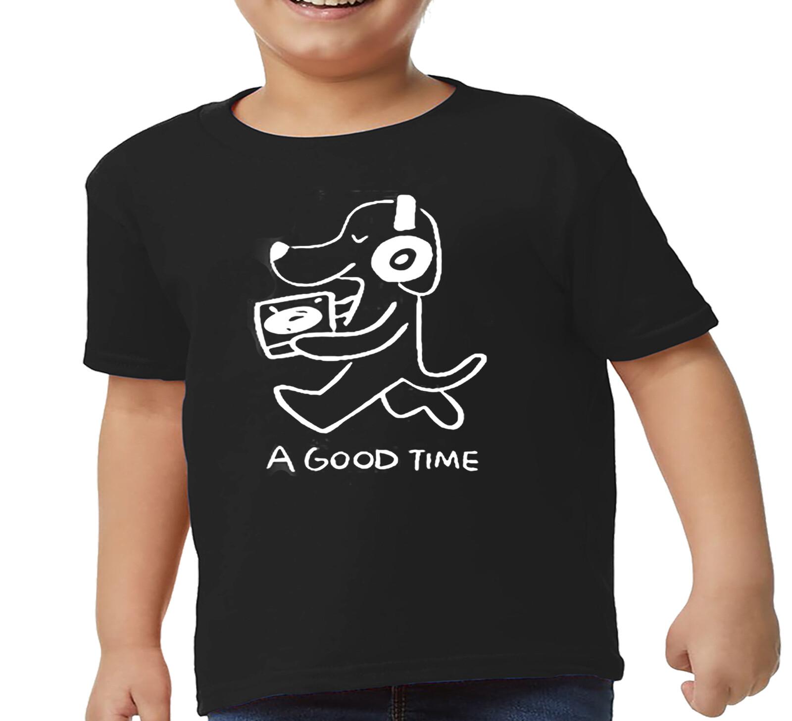 A GOOD TIME Kids T-shirt Children Funny Dog pet Boys Girls Gift Head Phone Tee L