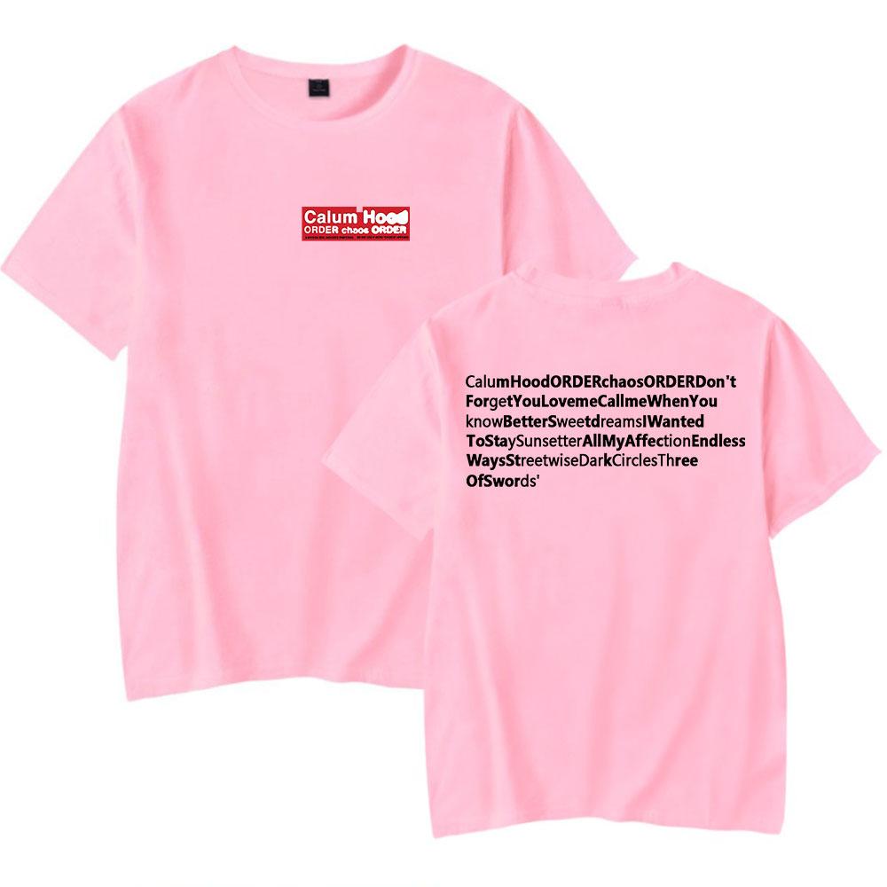 

Women Men s T-shirts Calum Hood Printed O-Neck Oversized Short Sleeves Fashion Mens Clothing Streetwear XXS рожевий