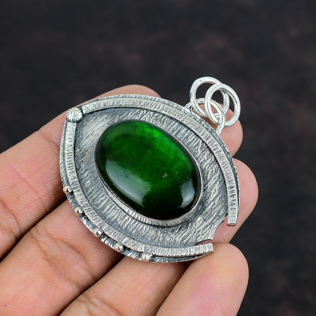 Green Fire Labradorite Gemstone Pendant Decent Jewelry 925 Sterling Silver Pendant Handmade Ethnic Jewelry Gifts For Women Statement Pendant