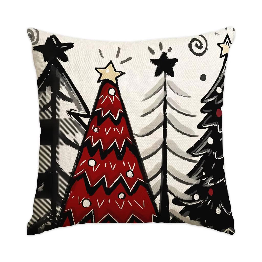 Red Snowflake Letter Christmas Pillow Cover, Holiday Print Cushion Case For Living Room Sofa Bedroom Home Decor