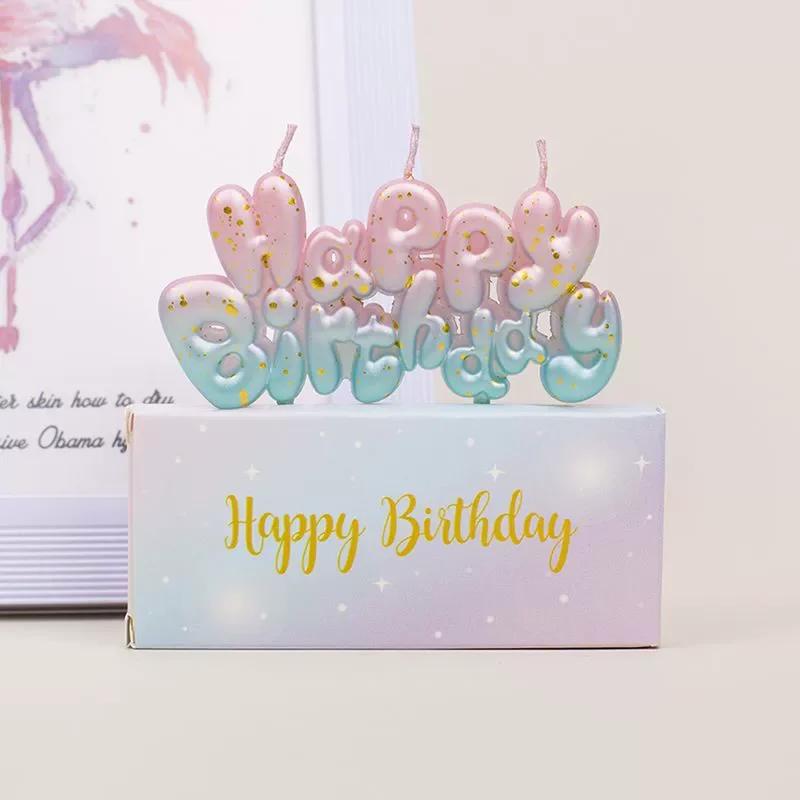 Gradient Happy Birthday Candle - Cake Decoration Accessories, Happy Birthday Letter Candle, Alphabet Candle