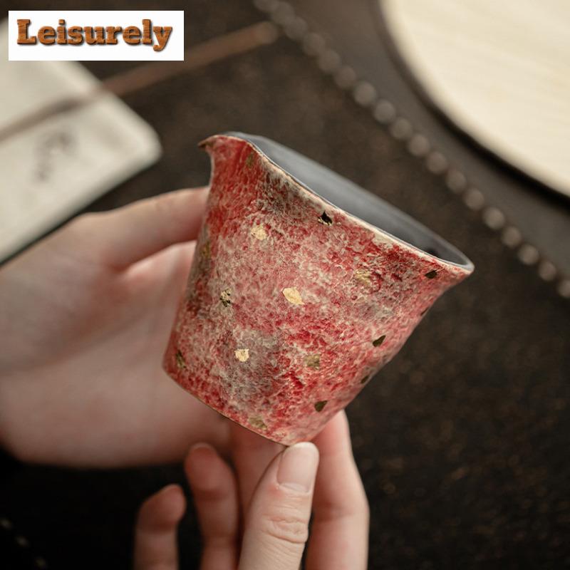 120ml Handmade Point Gold Rock Mine Tea Pitcher Painted Pottery Tea-separating Sharing Pot Cha Hai Justice Cup Teaset Supplies