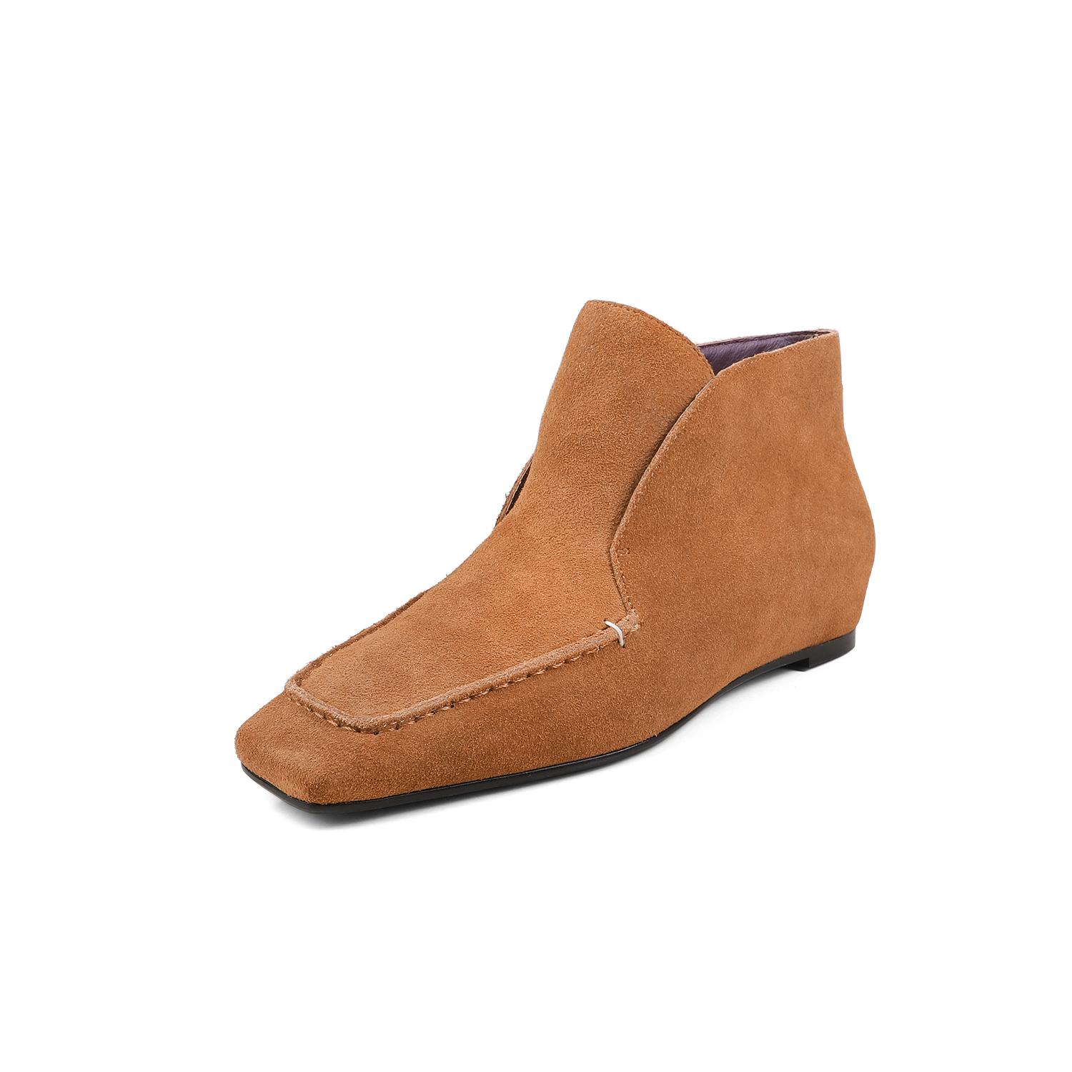 

Мода 2025 НОВЫЕ Осенние Женские Туфли Квадратный Носок Средний Каблук Женские Ботинки натуральная кожа Ботильоны Зимние Элегантные Современные Ботинки 34 коричневый