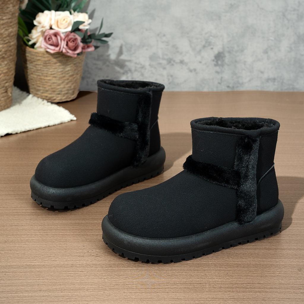 New Thick-soled Snow Boots Women's Winter Plush Warm Short Bread Shoes Side Plush Decorative Cotton Shoes
