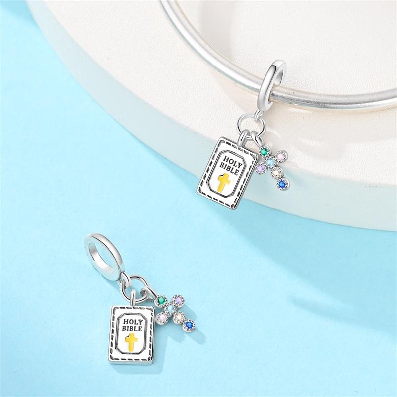 Original Copper Charm Beads Classic Cross Bible Guardian Angel Charms Pendants For Bracelet Diy Birthday Jewelry