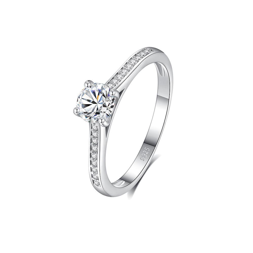 Japanese-Korean Style 0.5ct Moissanite Diamond Ring for Women, 925 Sterling Silver, High-End Niche Design