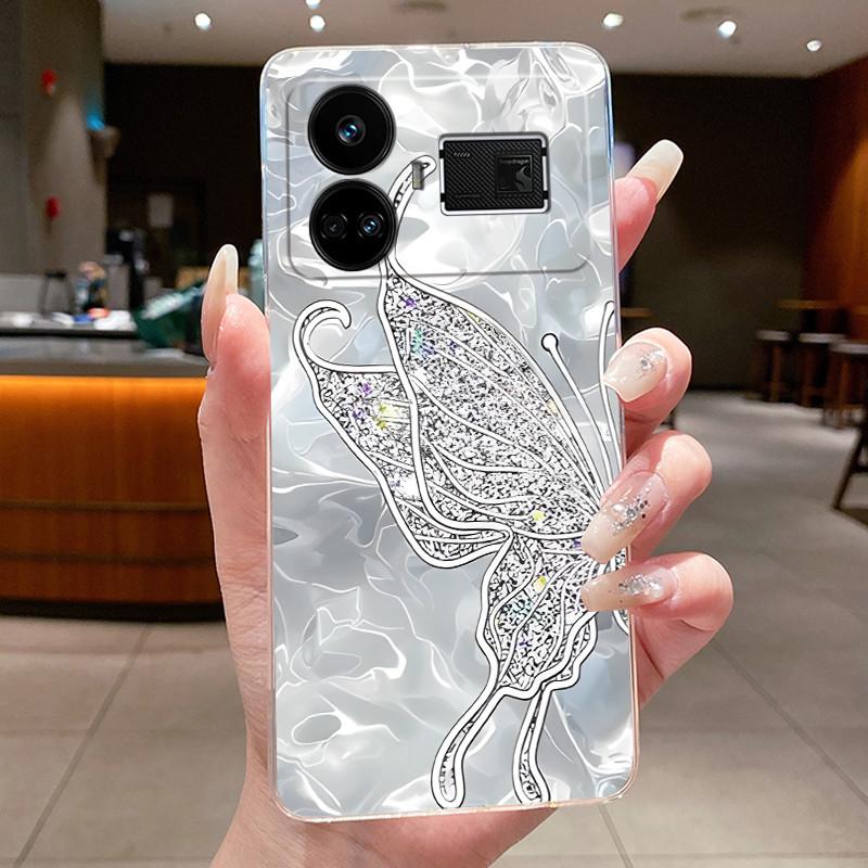 For Realme GT5 GT 5 240w Case Luxury Fashion Butterfly Flowers Clear Soft Silicone TPU Transparent Phone Case Back Cover Capas