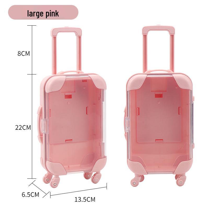 

Mini Transparent Trolley Case Dollhouse Makeup & Eyelash Storage Play Toy розовый