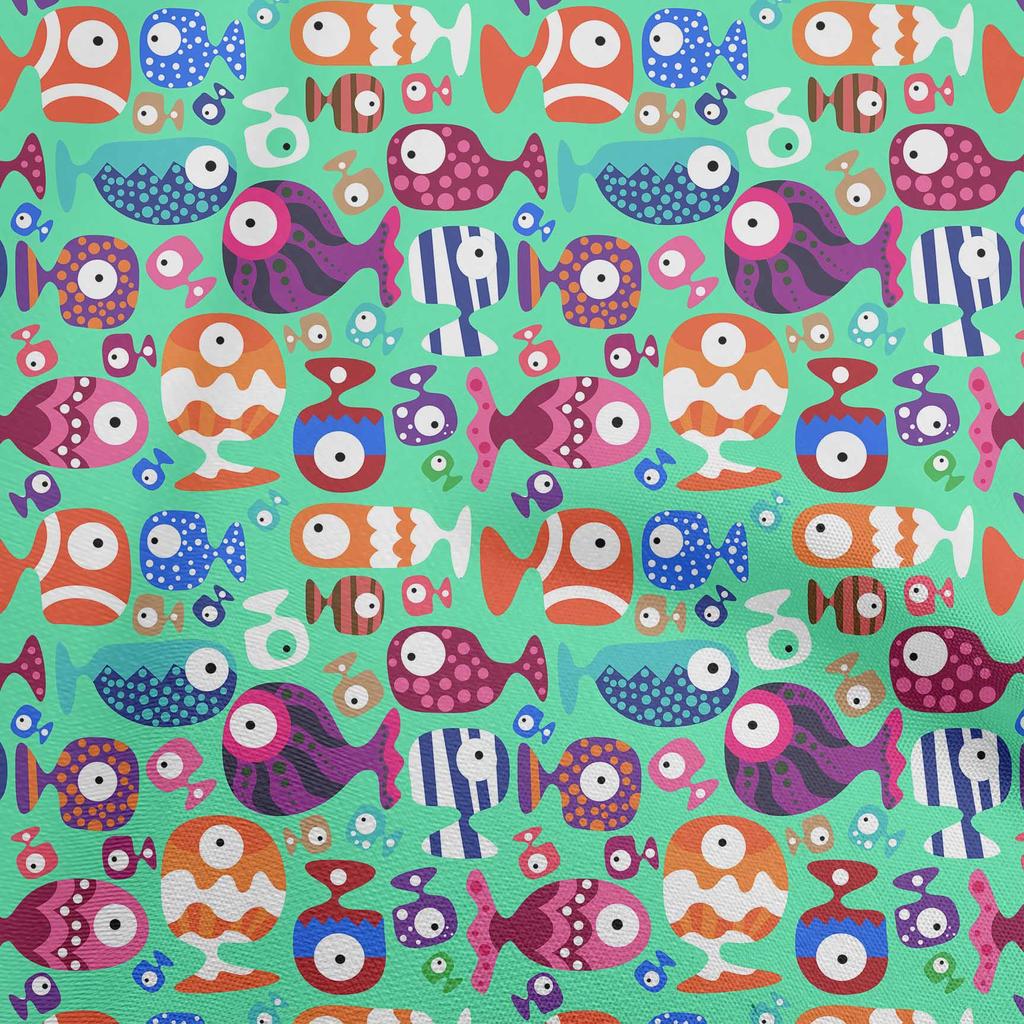 oneOone Bavlněný úplet tmavě purpurový Dětská ryba DIY Oblečení Prošívací látka Potisk Látka na metr 40 palců