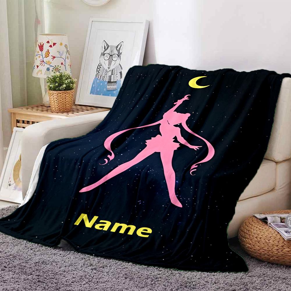 Custom Name Sailor Moon Theme Printed Blanket - Perfect for Couch, Bed, Travel & Outdoor Use | Machine Washable, Cozy & Durable.