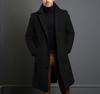 Men's Mid-Length Solid Color Woolen Coat - Warm Autumn/Winter Jacket