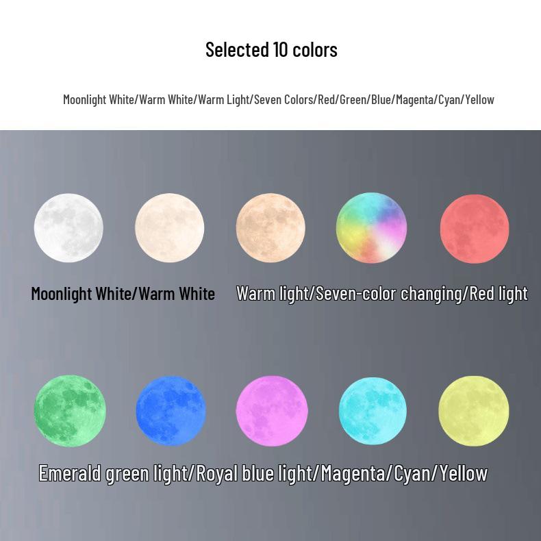 3D Printed Moon Lamp with Magnetic Levitation - Night Light & Eye Protection