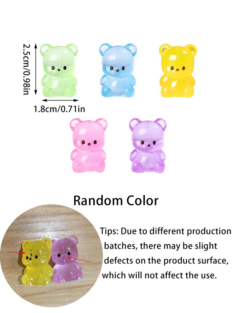 Non-Toxic 10/20Pcs Luminous Bear Figurines Glow In The Dark Mini Resin Decor Bears For Christmas Fairy Garden Gift Random Color