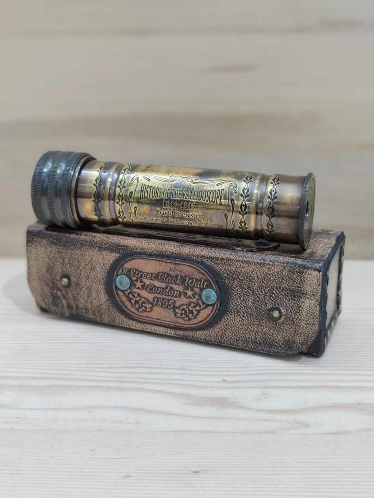 Brass Kaleidoscope, Personalized Kaleidoscope with Leather Case, Multicolored Creative Kaleidoscope, Birthday Gift For Son, Gifts for Kids