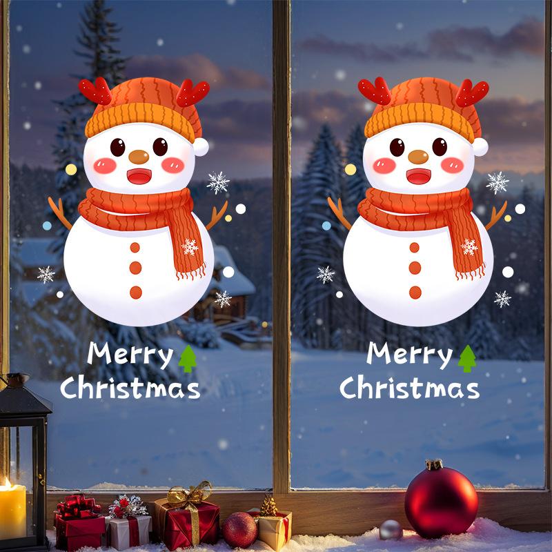 Christmas Snowman Electrostatic Stickers, Shop Window Decorations, Window Flowers, Festive Atmosphere Glass Stickers
