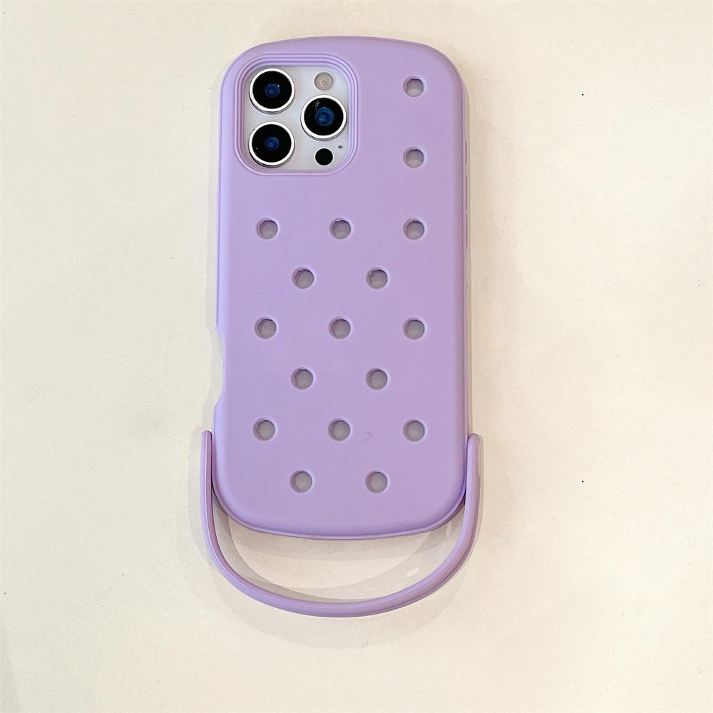 For Crocs Charms DIY Wrist Strap Holder Phone Case For iPhone 17 16 15 14 Pro Max Air 13 Solid Color Soft Silicone Back Cover