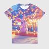 Children's Cartoon Rabbit Print Cute T-shirt Girls Short Sleeved Fashionable Soft Comfortable Top