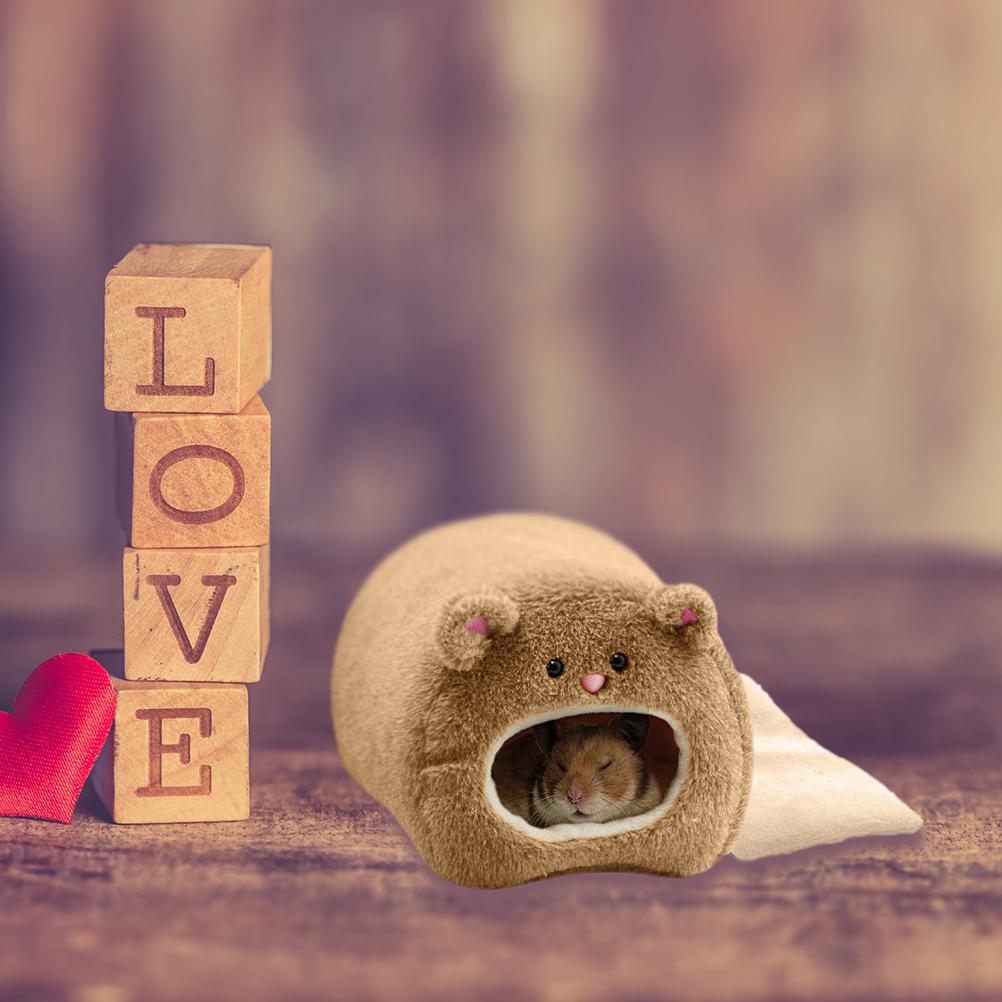 Cute Bear Hamster Cotton Warm Bed Brown