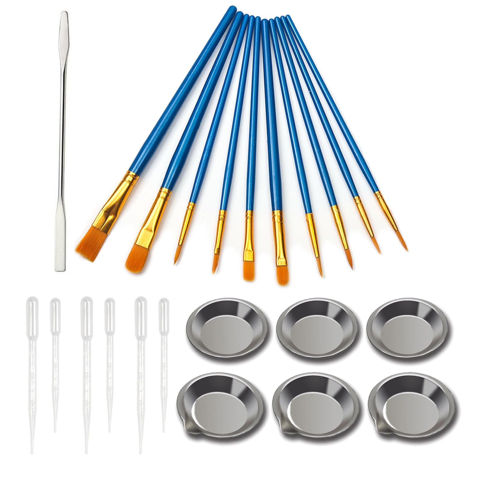 

Latikaly Plastic Model Painting 10 Paint 1 Mixing 6 Paint and 6 Droppers Set, 23-Piece Set Brushes, Stick, Pans,