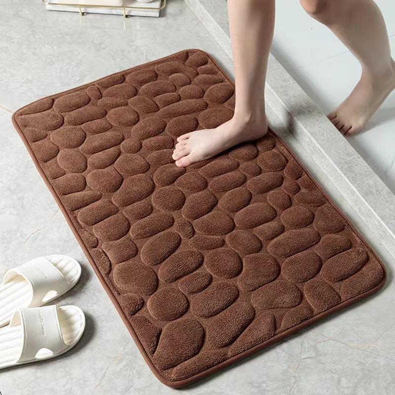 1pc Anti Slip Pebble Pattern Soft Absorbent Foot Pads for Bathroom, Bedroom & Kitchen - Absorbs Water and Reduces Slipping