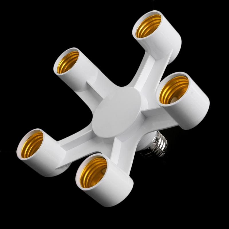 5 In 1 E27 To E27 Base Socket Splitter LED Light Lamp Bulb Adapter Holder