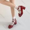 Fashion Women Pumps Thick High Heels Shoes Red Mary Jane Female Lolita Square Toe Shoes Spring Autumn New Party Leather Woman's Loafers