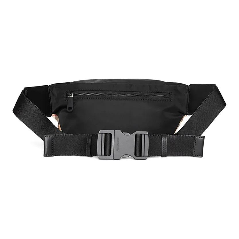 Burberry Checked Monogram Print Calfskin and Polyamide Shoulder Crossbody Waist Bag Medium Size Unisex Beige