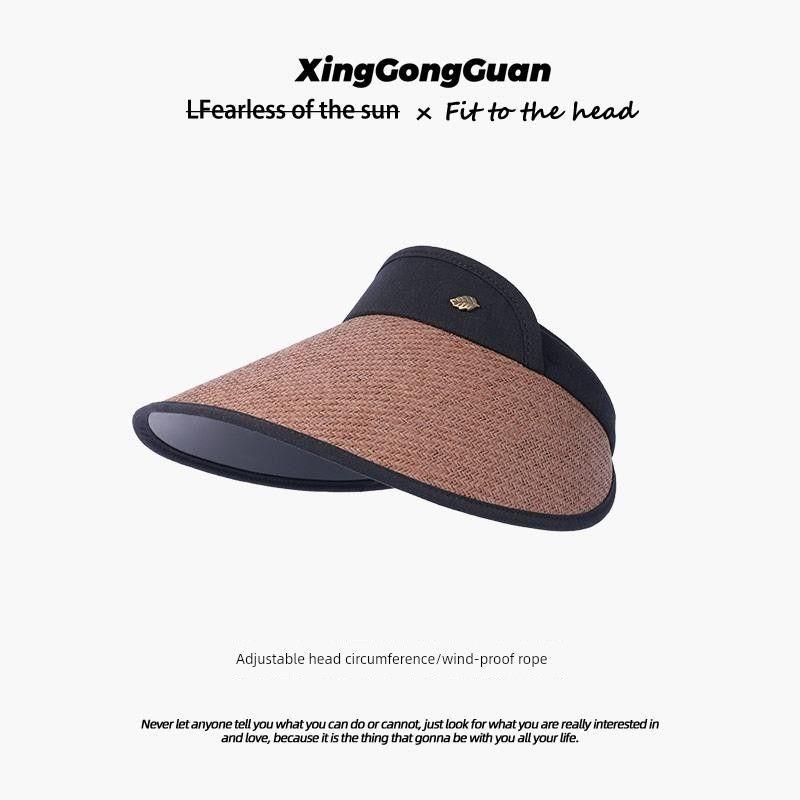 

2025 Новинка Солнцезащитная шляпа Женская Защита от солнца Мода Лето Защита от УФ-лучей Воздушная шляпа от солнца Большая широкая поля Полностью закрывает лицо Coffee Adjustable head circumference