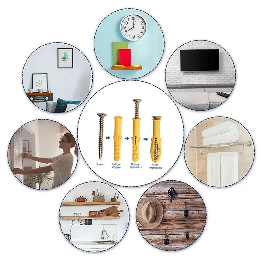 50Sets Self Drilling Expansion Tube Nails With Screws Self-Tapping Flat Head Screws Expansion Screw Heavy Duty M6 M8 M10