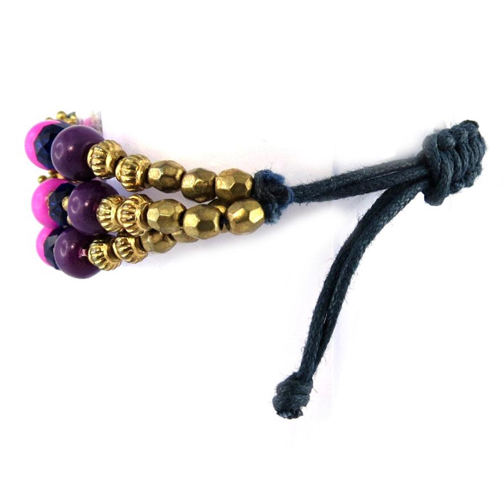 Les Trésors De Lily [L5791] - Purple 'Kilimanjaro' Ethnic Bracelet (3 Rows)