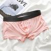 Mid-Rise Elastic Waistline Men Panties Simple Patchwork Color U Convex Shorts Briefs