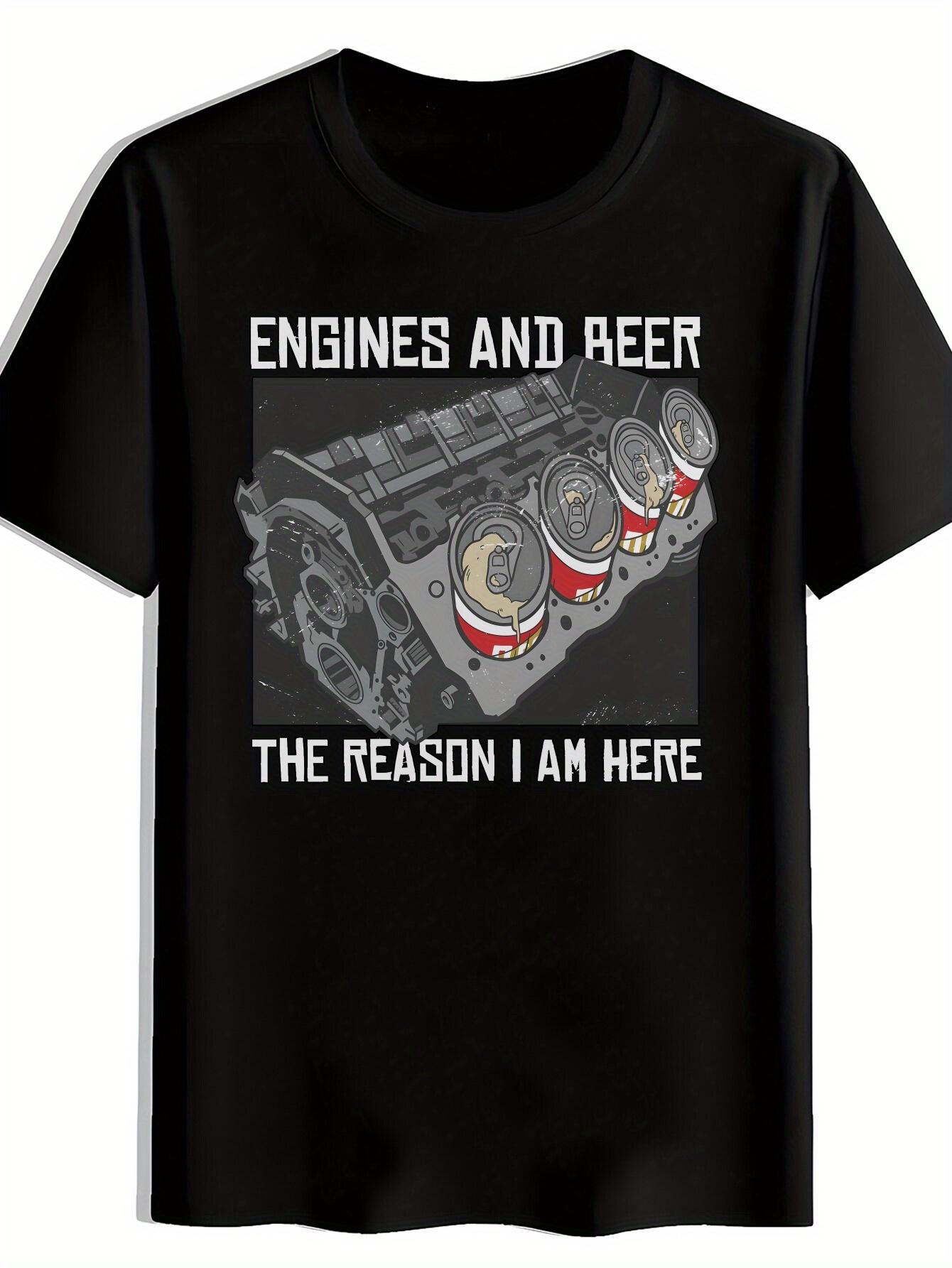 

Automotive Graphic T-shirt - Black Engine Design Tee for Car Enthusiasts - Lightweight Breathable Polyester Shirt - Casual Summer Outfit for Mechanics XXXXL