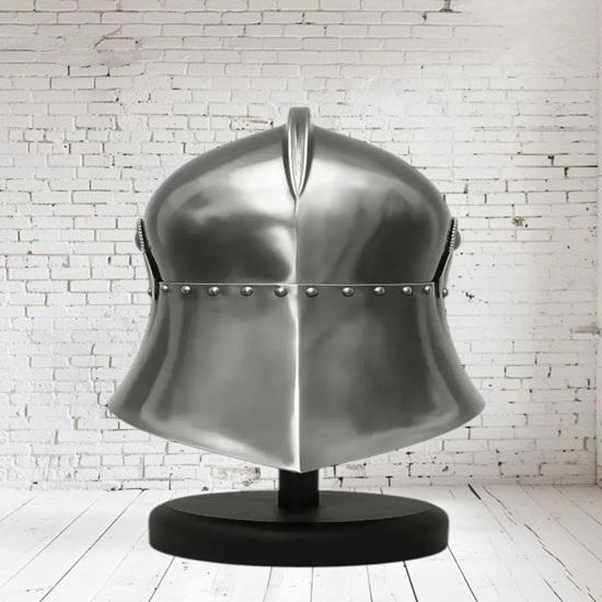 Stredoveká oceľová prilba Ručne vyrobená Rytierska zbroj Prilba so stojanom Zberateľská kovová prilba na vystavenie Cosplay Darček