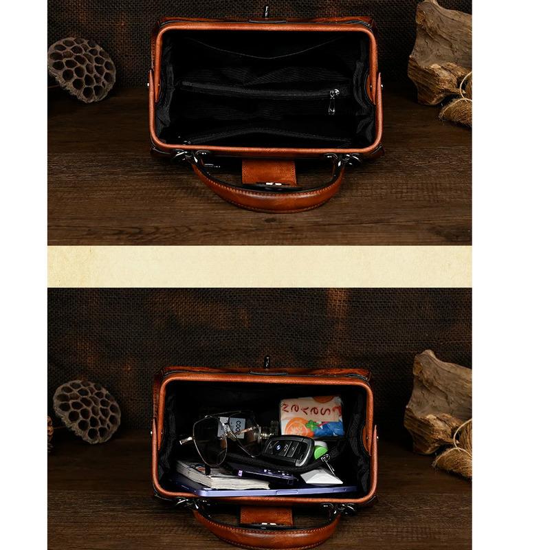 Motaora Vintage Embossed Handmade Designer Women'S Leather Shoulder & Crossbody Bag Luxury Female Purse New