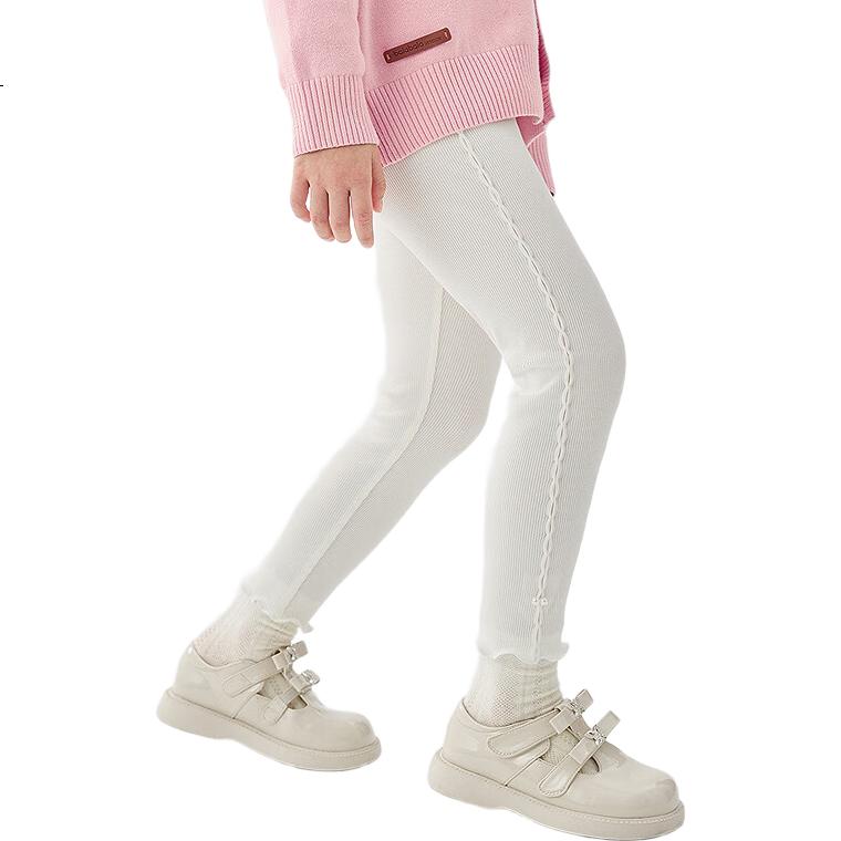 BALABALA Children's Leggings, Girls' Performance Pants, Spring Long Trousers, Ruffled Edge, Sweet And Cute, Versatile