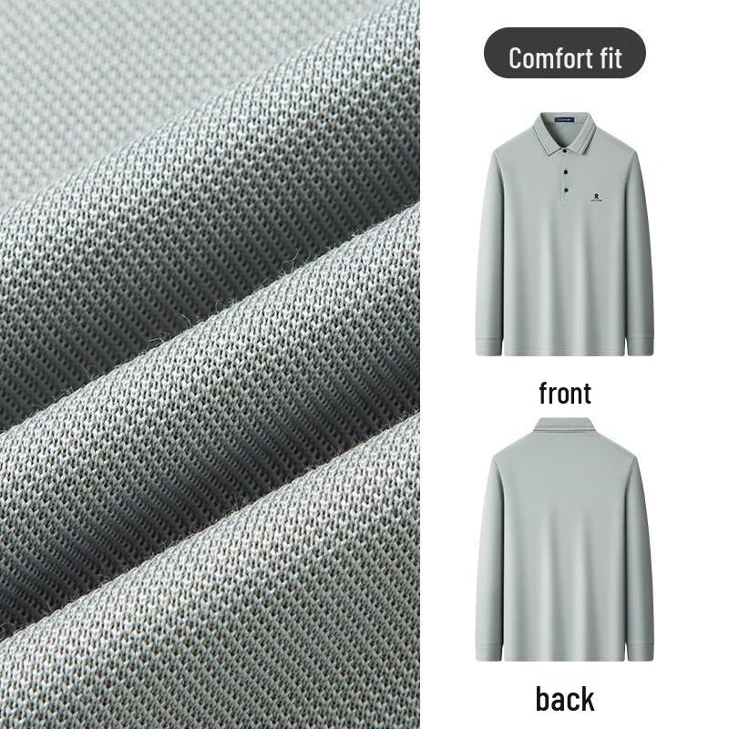 MONTAGUT Men's Silk Blend Pique Long Sleeve Polo Shirt