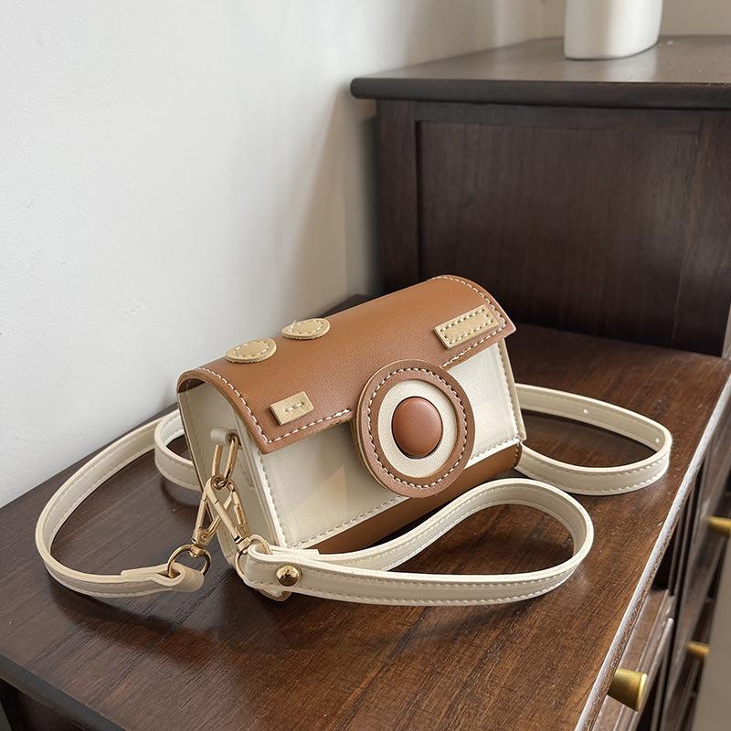 Small bag women's versatile new contrasting colors cute camera bag girl mini lipstick bag