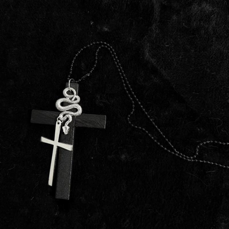 Unisex Crosses Charm Pendant Necklace with Sturdy Glass Special Gifts Accessory for Religious Occasions Daily Use
