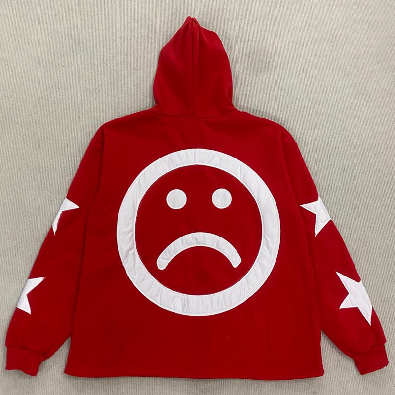 Street Star Pattern Patchwork Letter Long Sleeved Loose Hoodie