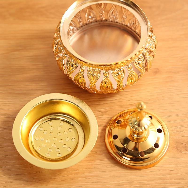 Middle Eastern Lace Metal Incense Burner - Fashionable Sandalwood Ornament for Home Decor