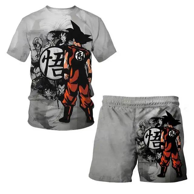 Fashion Dragon Ball Z Tshirt Set Kids Vegeta Boys Clothes Girls Mens Women T-shirt Suit Trucksuit Clothes 3d Goku Short Sleeve