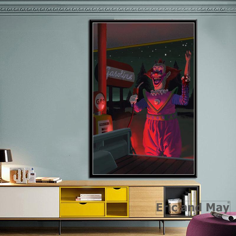 Comic Klowns Killer New from Outer Space Horror Movie Poster Prints Canvas Oil Painting Art Wall Pictures Living Room Home Decor