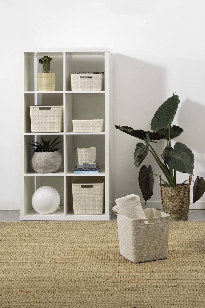 CURVER Großer Korb, Weiß, 20L, Jute, Wäschekorb, Stilvoll und Langlebig, Skandinavisches Design mit Leinenähnlicher Textur