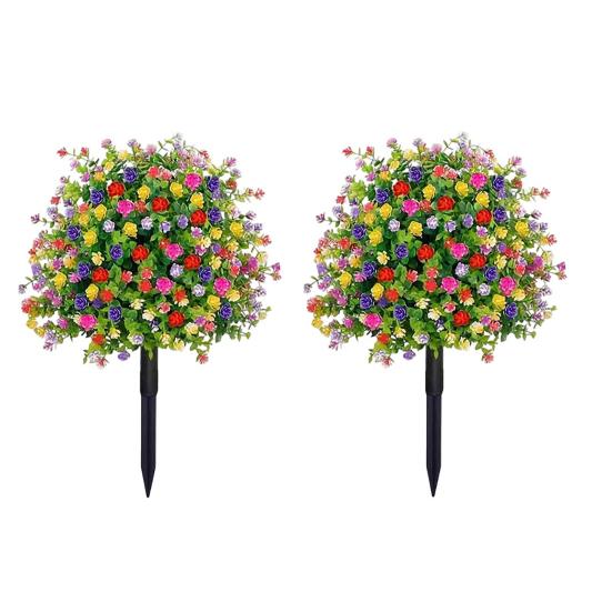 Artificial Camellia Topiary Ball Trees UV Resistant Faux Camellia Shrubs with Stake Realistic Fake Plants Bushes for Front Door Farmhouse Porch Garden