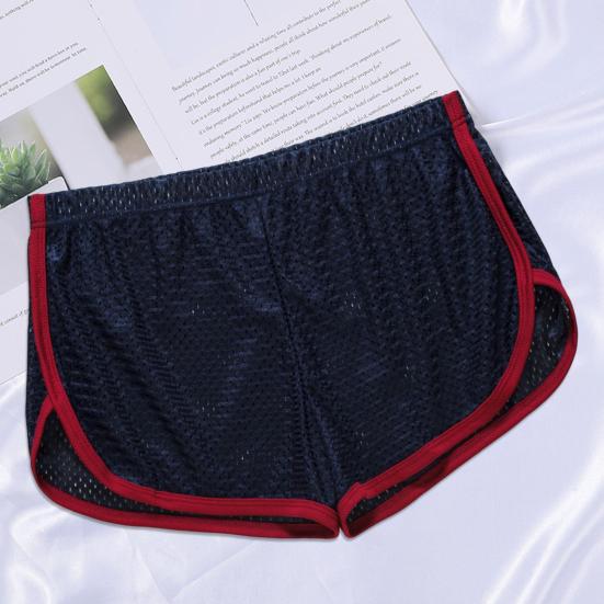 Men Underwear Solid Color U Convex Low Waist Elastic Breathable Underpants Loose Mesh Boxers Panties Casual Sport Shorts for Indoor