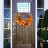 Pumpkins Maple Leaf Garland Artificial Wreath Pumpkins Maple Leaf Garland Door Hanging Wreath for Thanksgiving Halloween Decor