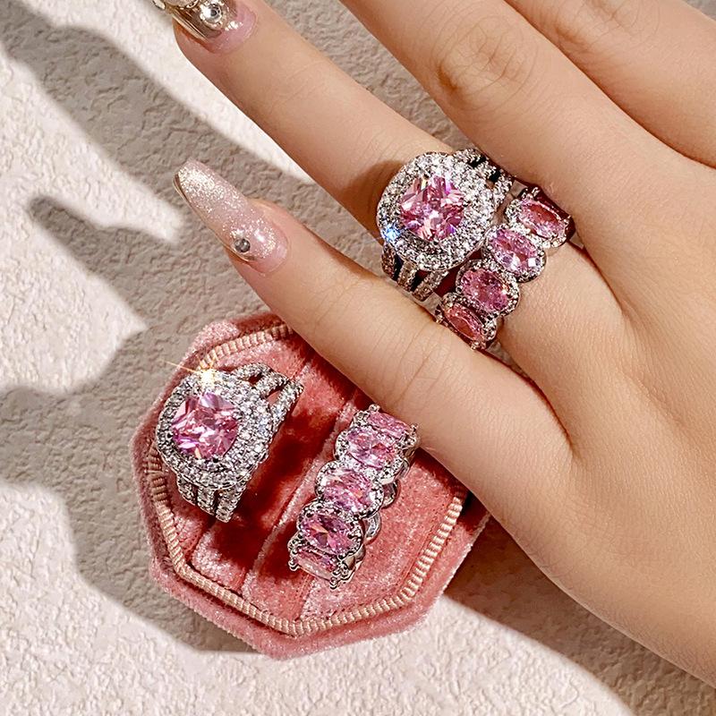 Gorgeous s Set of Rings for Women Brilliant Zirconia Finger Jewelry for Engagement Party High-quality Accessories Gifts