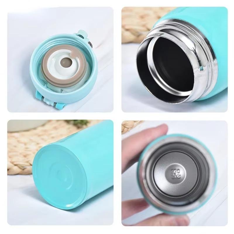 350ml Solid Color 304 Stainless Steel Double-layer Bouncing Cup Thermos Universal Thermos Flask Gift Water Cup