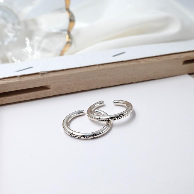 Stylish Silver S925 Chic Ring With Unique Smile Face For Fashion Womens